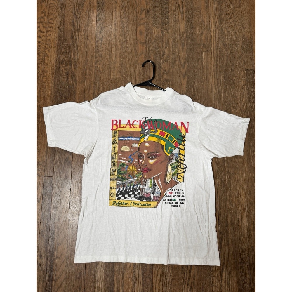 Vintage 90s Nefertiti The Black Woman Mother Of Civilization T-Shirt XL SS